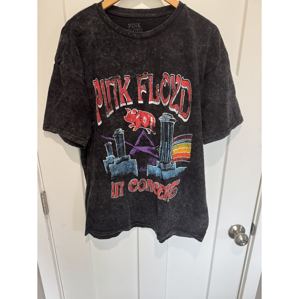 Pink Floyd Animals 1977 Tour Graphic T-Shirt Mens XL Black Acid Wash Cotton Tee